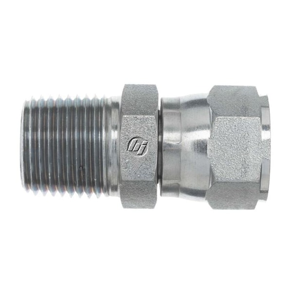Brennan Industries Hydraulic Adapter 1/4" Male Pipe X 1/4" Female Jic Swivel, Straight 6505-04-04 - main